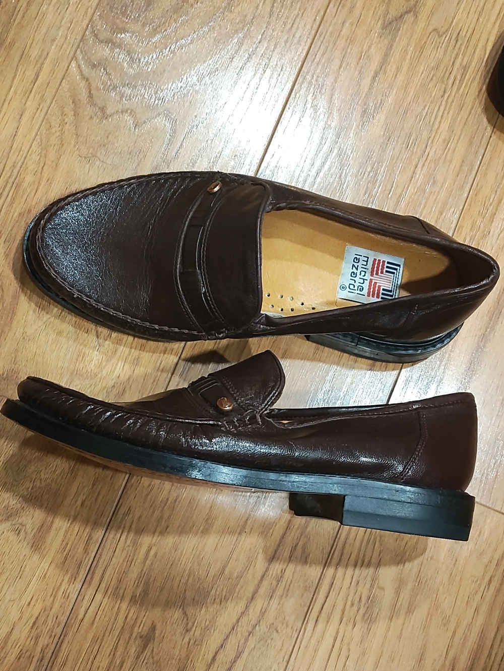 Men's Brown Leather Slip-On Loafers with Classic Penny Strap